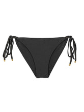 Laad de afbeelding in de Gallery-viewer, Product Front: Rio De Sol Bottom Bottom Shimmer-Black Cheeky-Tie-Gold