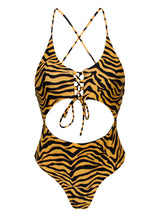 Laad de afbeelding in de Gallery-viewer, Product Front: Rio De Sol One-Piece Wild-Orange Ivy Strap