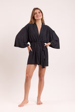 Laad de afbeelding in de Gallery-viewer, Image 06: Rio De Sol Kaftans / Cover Ups Black Kimono