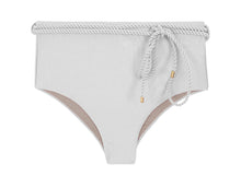 Laad de afbeelding in de Gallery-viewer, Product Front: Rio De Sol Bottom Bottom Shimmer-White Belted-High-Waist