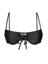 Laad de afbeelding in de Gallery-viewer, Product Front: Rio De Sol Top Top Shimmer-Black Balconet-Tie