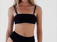 Laad en speel video af in Gallery-viewer, Video: Rio De Sol Top Top Shimmer-Black Bandeau-Reto