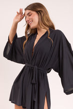 Laad de afbeelding in de Gallery-viewer, Image 05: Rio De Sol Kaftans / Cover Ups Black Kimono