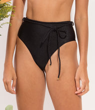 Laad de afbeelding in de Gallery-viewer, Image 09: Rio De Sol Bottom Bottom Shimmer-Black Belted-High-Waist