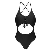 Laad de afbeelding in de Gallery-viewer, Product Front: Rio De Sol One-Piece Dots-Black Ivy Strap