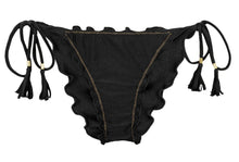 Laad de afbeelding in de Gallery-viewer, Product Front: Rio De Sol Bottom Bottom Shimmer-Black Frufru-Comfy
