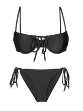 Laad de afbeelding in de Gallery-viewer, Product Front: Rio De Sol Set Set Shimmer-Black Balconet-Tie Cheeky-Tie-Gold
