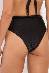 Bodem Shimmer-zwarte riem-hoge taille