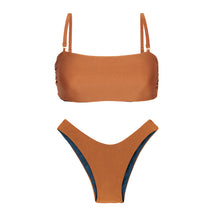 Laad de afbeelding in de Gallery-viewer, Product Front: Rio De Sol Set Set Nocciola Bandeau-Reto High-Leg
