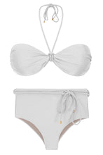 Laad de afbeelding in de Gallery-viewer, Set Shimmer-White Twist Belted-High-Waist
